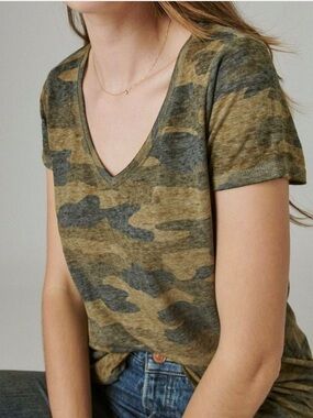 Lucky Brand Camo Burnout Tee